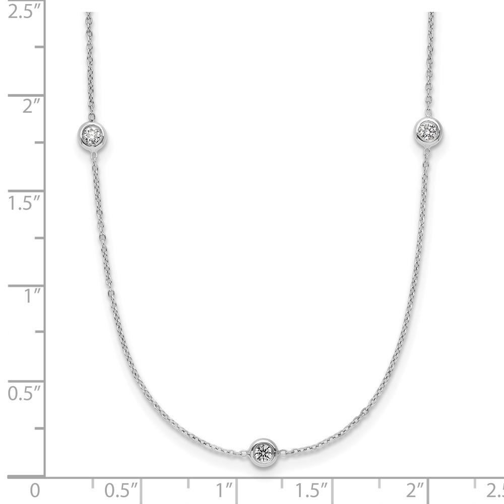 Platinum Polished Bezel Set 7 Diamond Station Necklace 16″ for Women 3.33gm