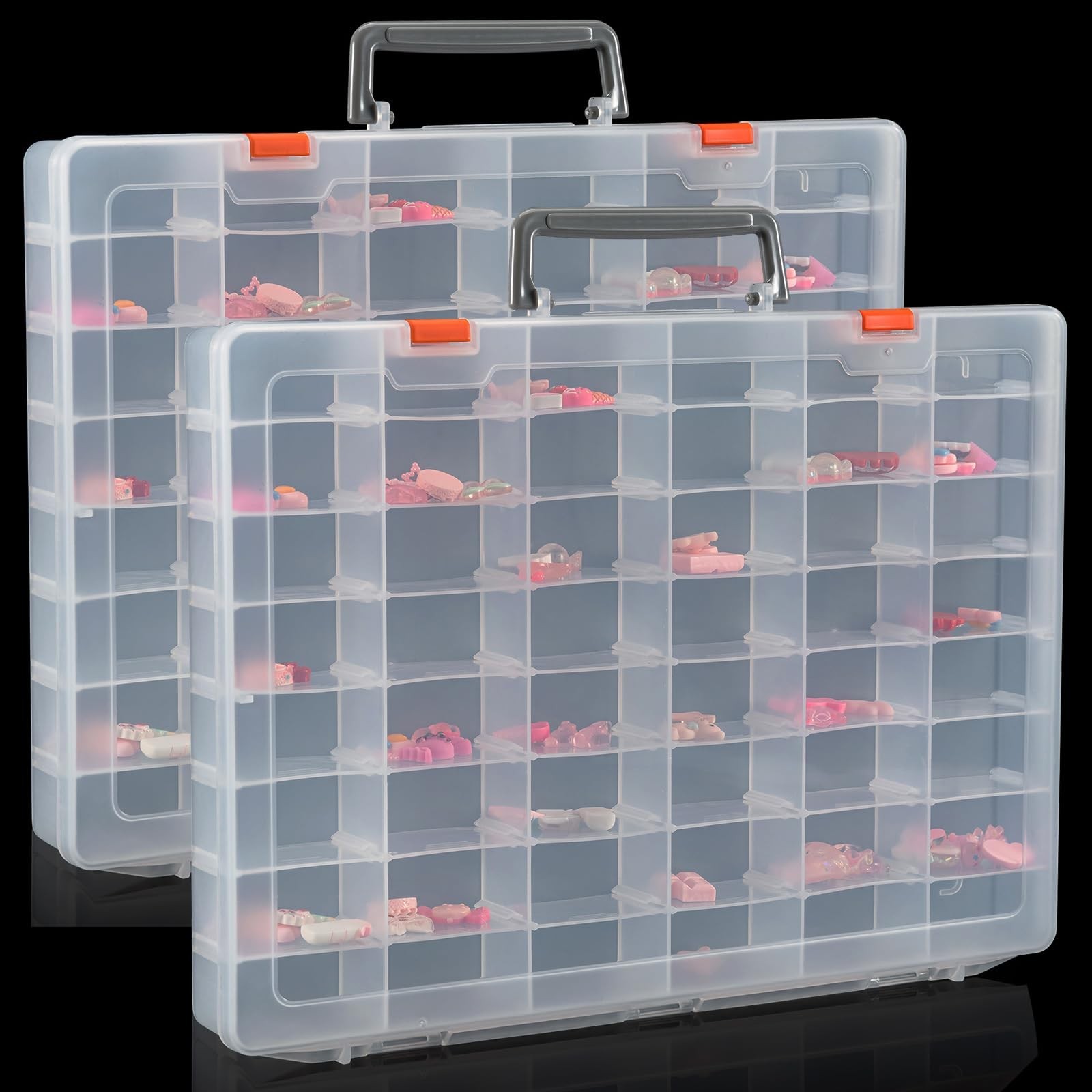 2 Packs Large 48 Grids Clear Plastic Organizer Boxes with Dividers | Adjustab…