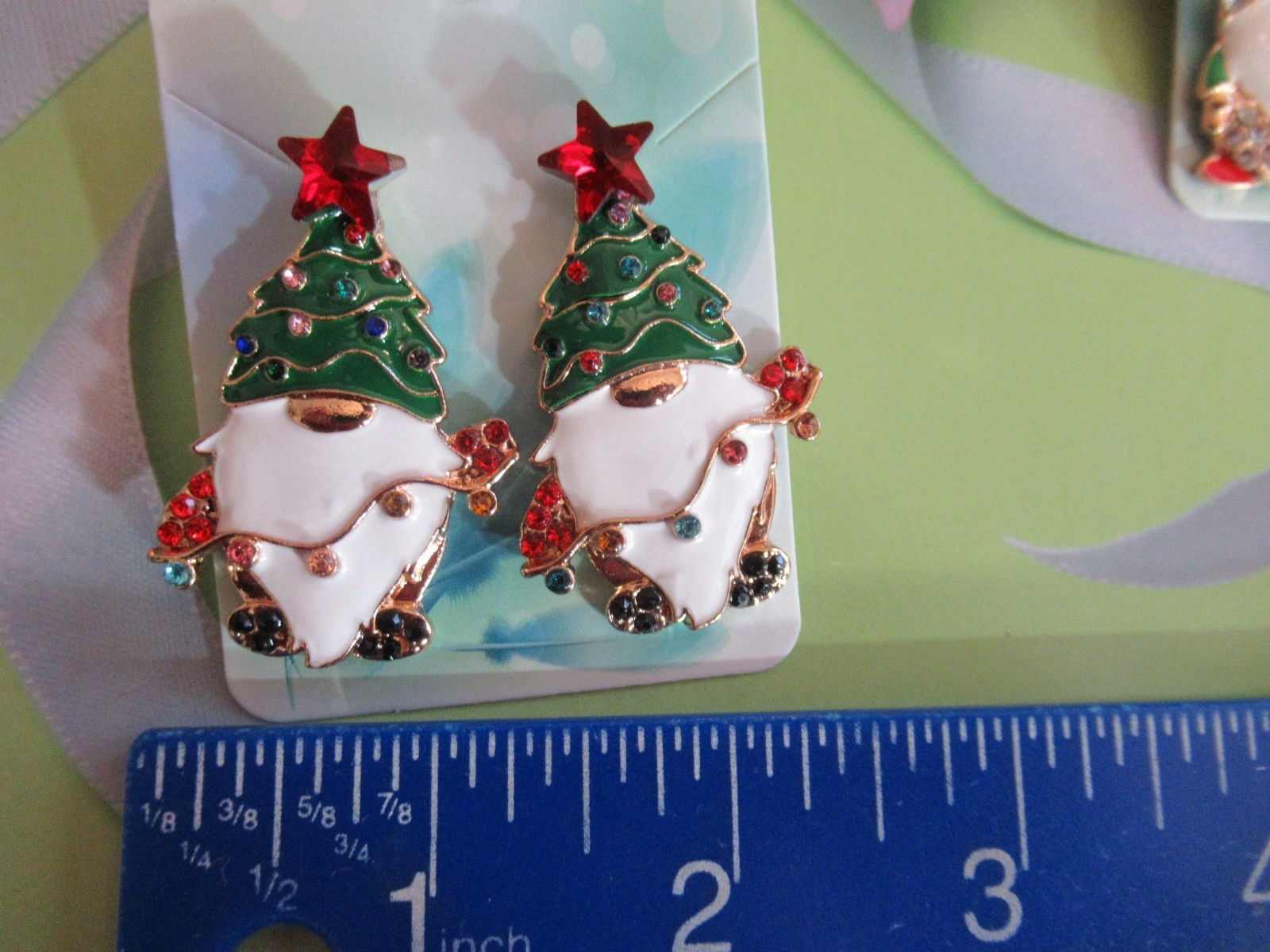 Cute Christmas Gnome Lights Multi-Crystal Statement Drop Earrings You Choose