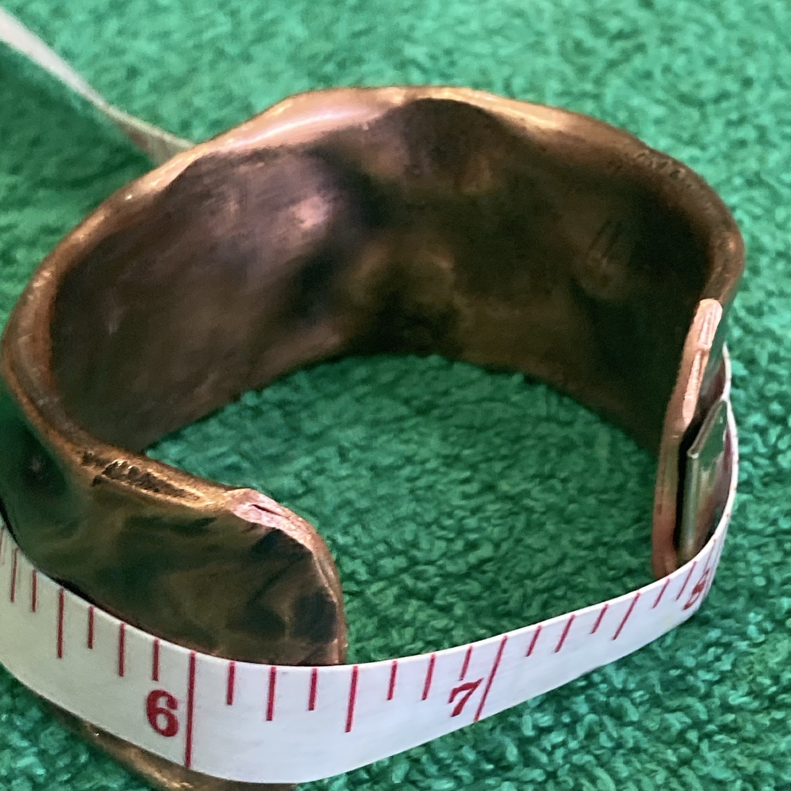 Wide Textured Copper Tone Open Cuff Bracelet, Adjustable.
