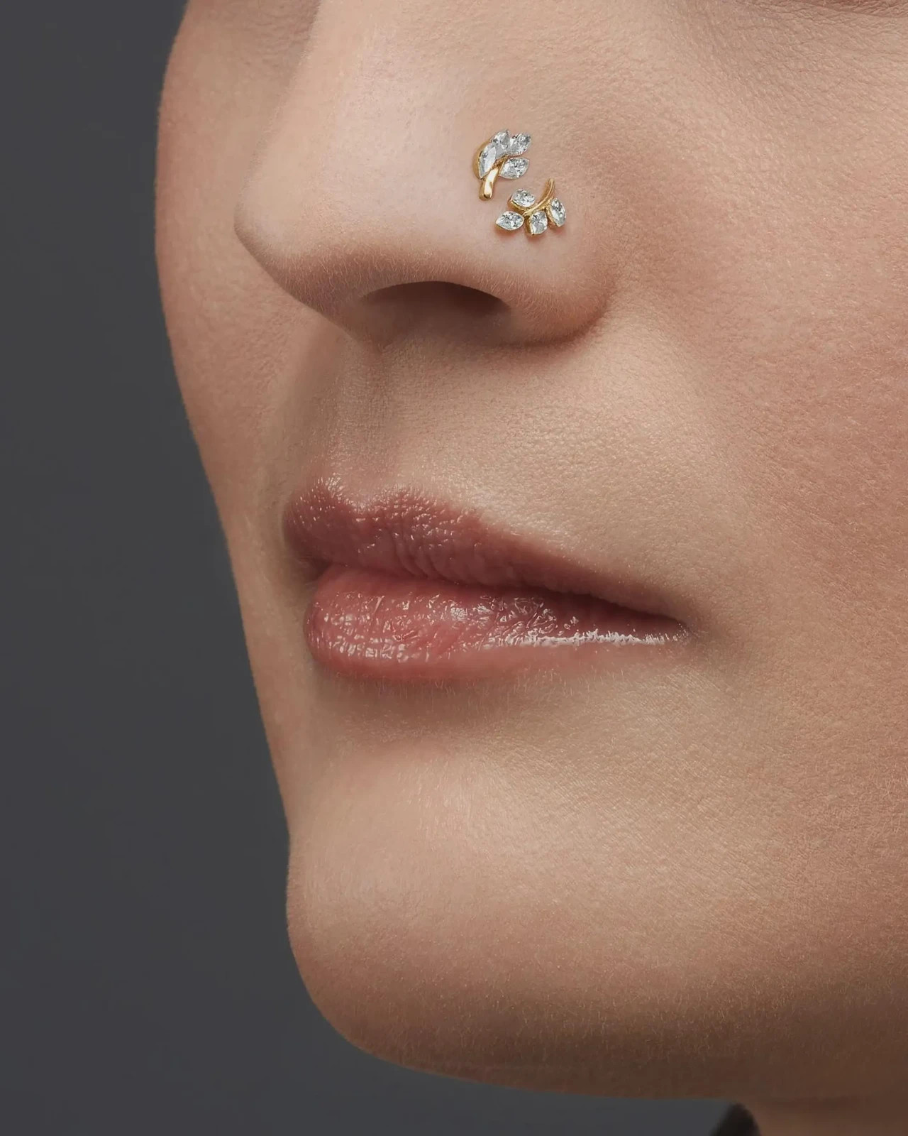 Marquise Moissanite Floral Helix Cartilage Stud 925 Sterling Silver