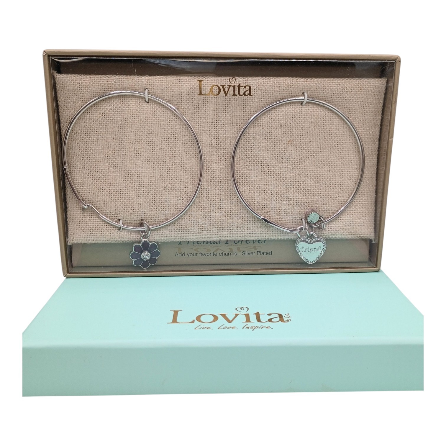 Lovita & Co Women’s Silver‑Plated Bracelet with “Friends Forever” Charm