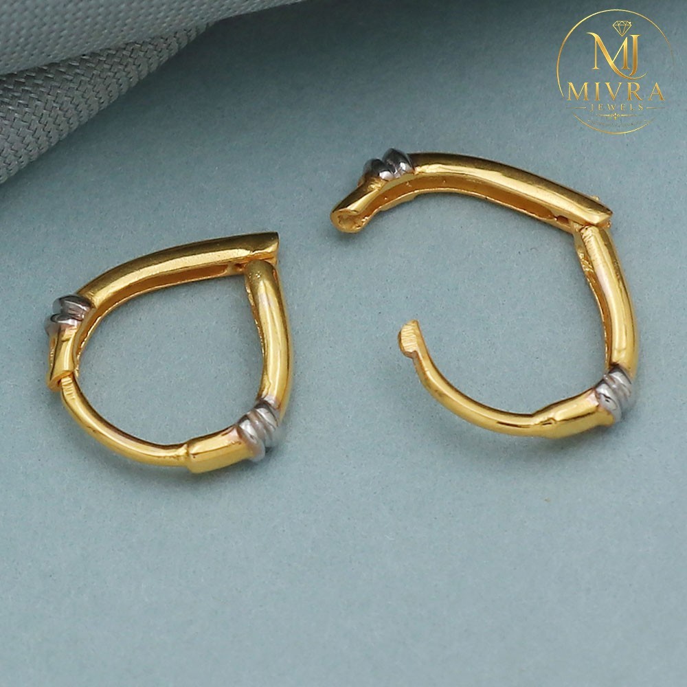 22K True Gold Hoop Earrings Stamped 1.23g Women’s Round Fine Jewelry Gift