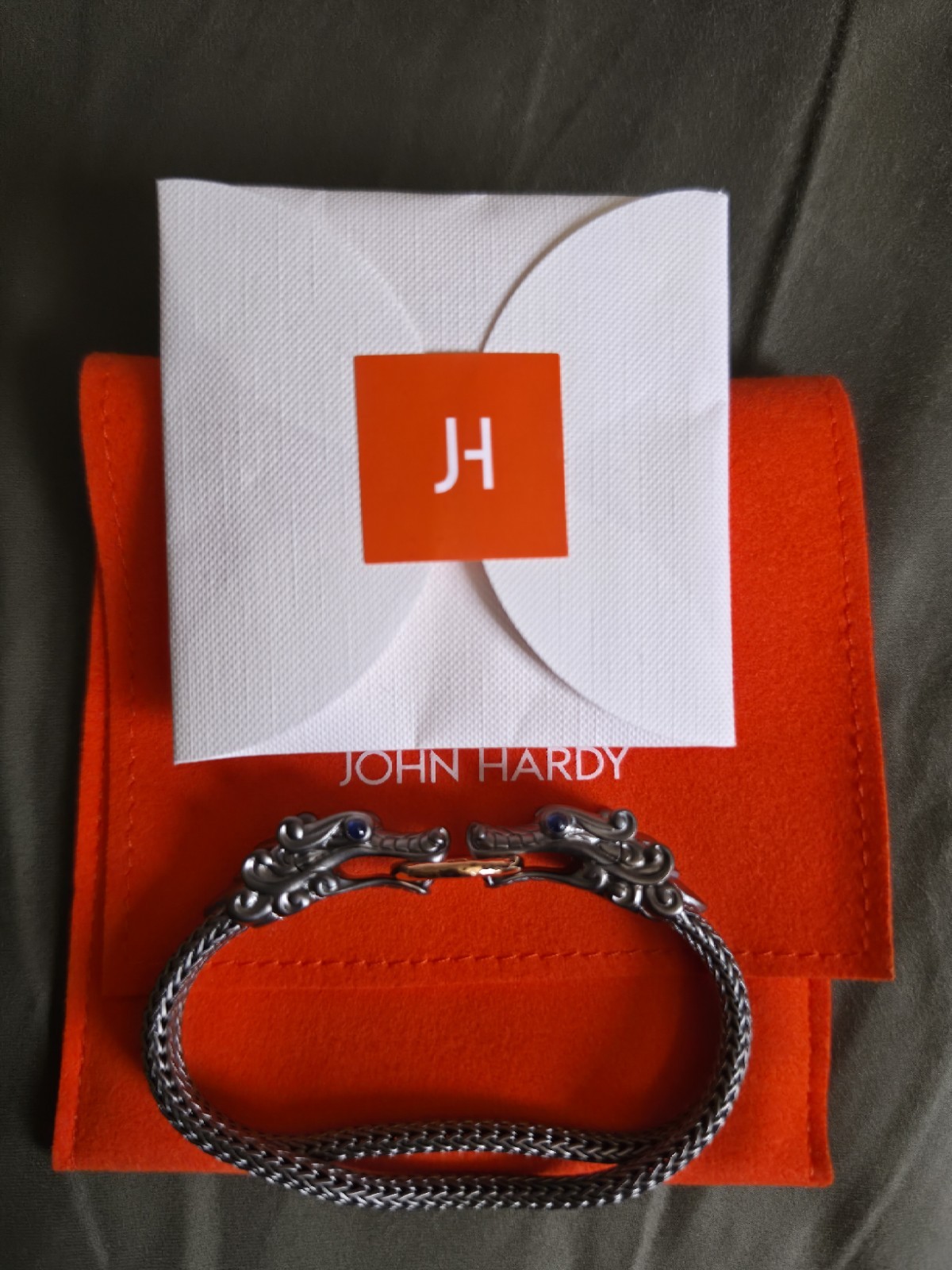 John Hardy Naga Double 10mm Bracelet in Black Silver, Bronze – Size 7.5 Inches