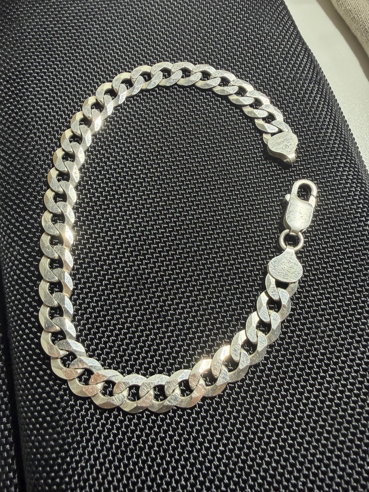 Sterling Silver 925 Italy Curb Link Chain Bracelet 9 in. 8mm
