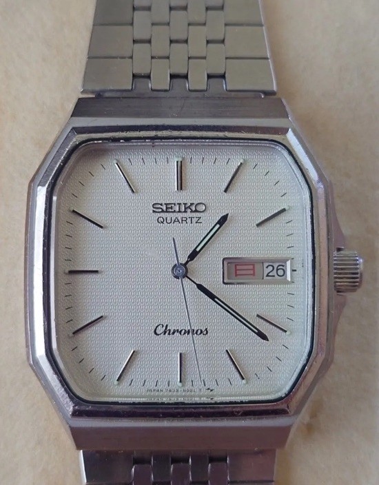 Working item SEIKO CHRONOS 7433-5010 3 needle square stainless steel