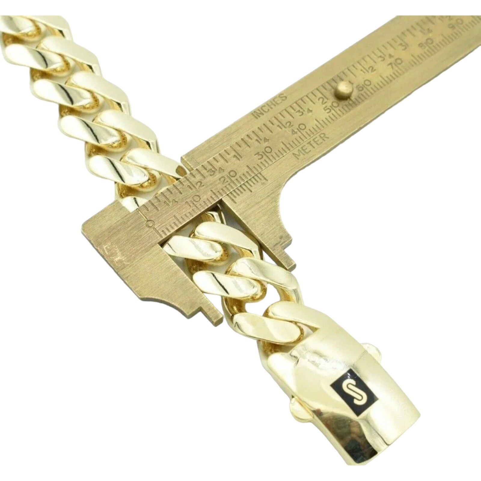 Real 10K Yellow Gold Cuban Royal Monaco Link Plain Bracelet 8″ Box Clasp 13mm