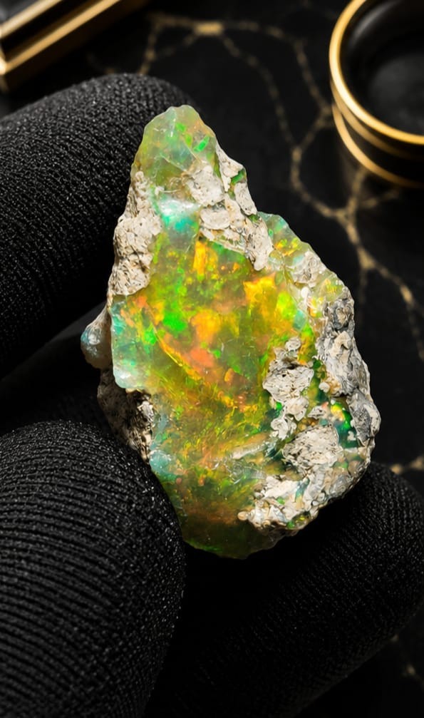 Natural Ethiopian Opal Rough Lot 16 Ct Vibrant Multi-Color Play of Fire Gemstone