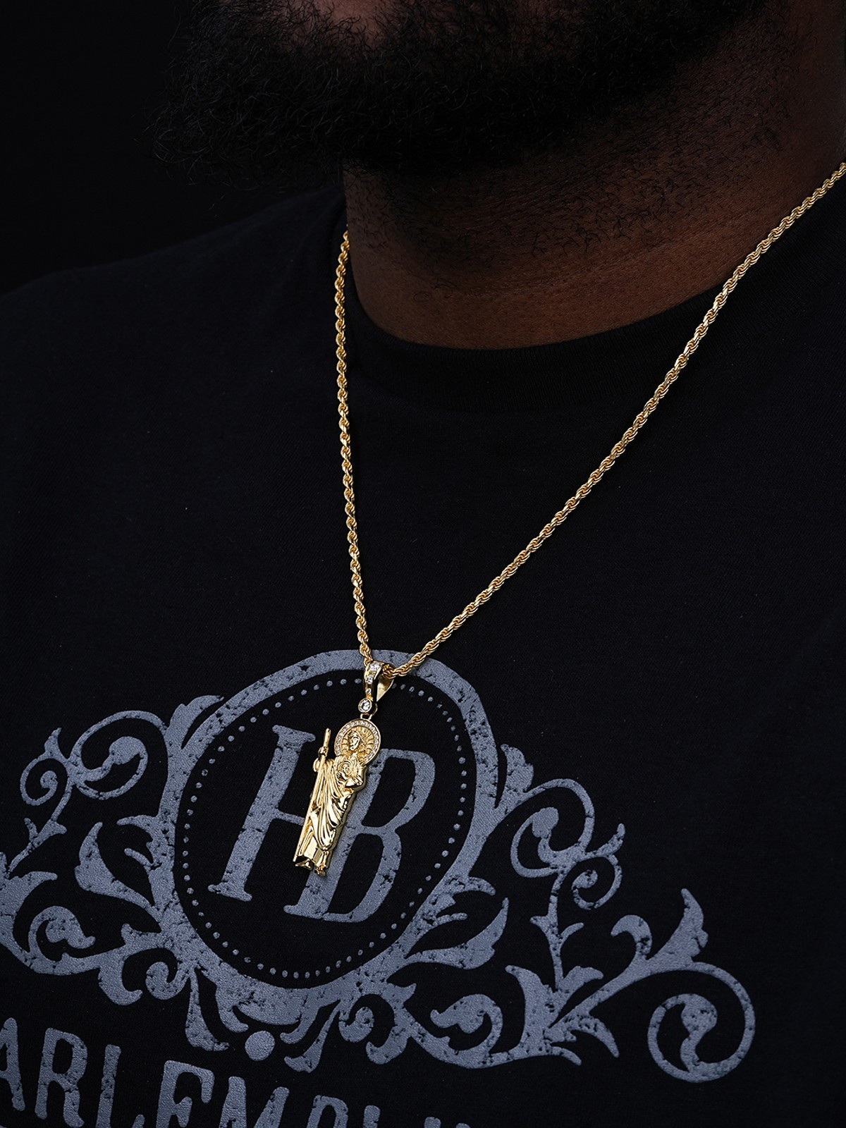 Men’s Real Solid 925 Sterling Silver/Gold Plated St Jude San Judas Tadeo Pendant
