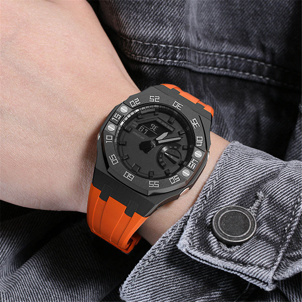 Premium Stainless Steel Case + Silicone Strap AP Mod Kit Set for G-Shock GA-2100