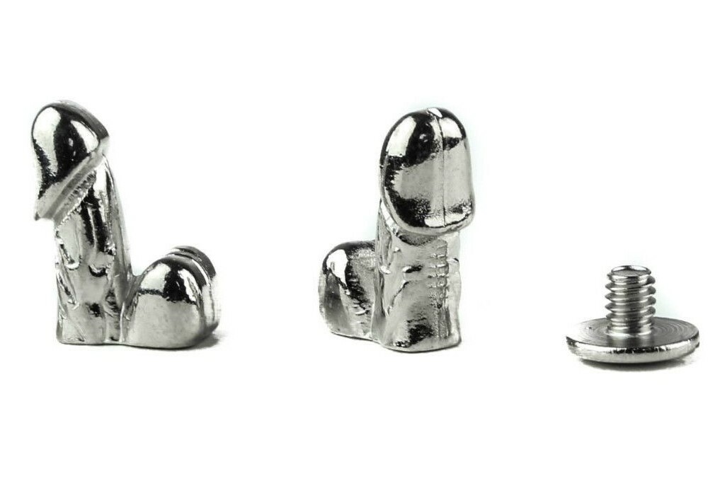 Penis Shape Spike 1″ Long Screw Back Metal Studs Rivet Dick Spikes Pack of 12