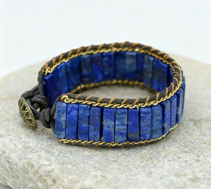 Premium Lapis Lazuli Bracelet Genuine Natural Stone Balance Handmade Jewelry