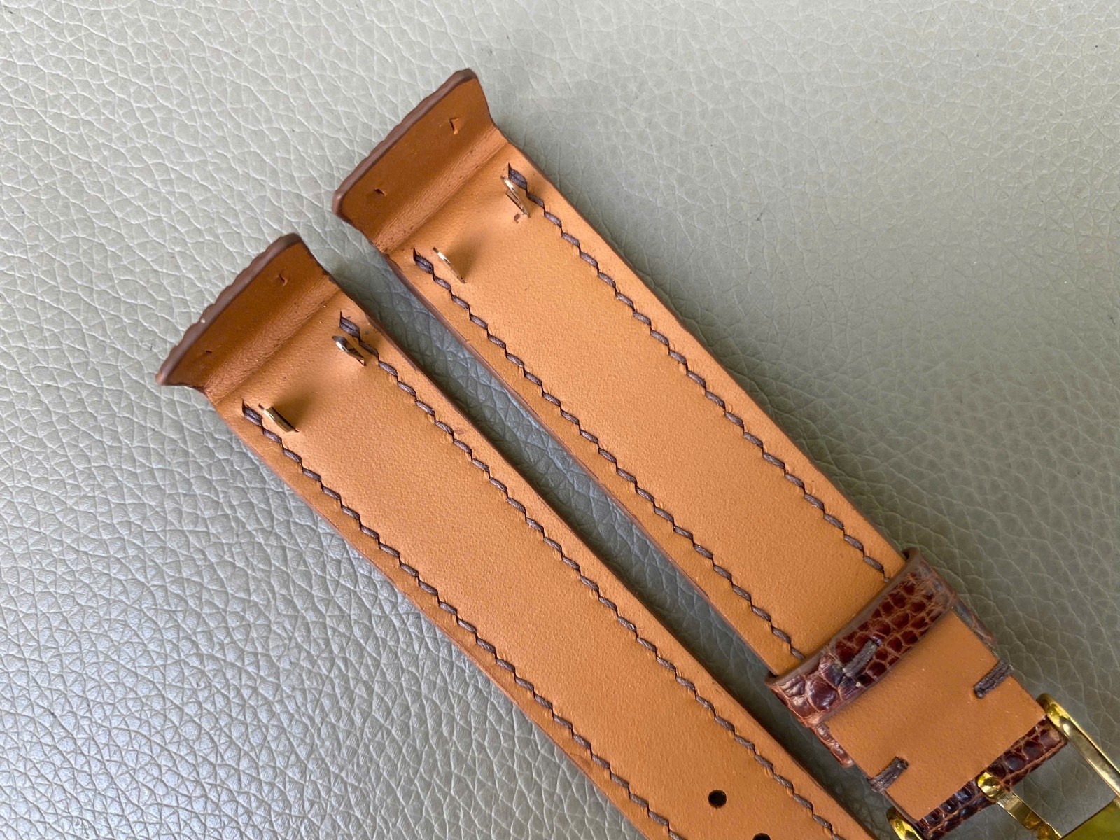 Open Ended Brown Genuine Lizard Leather Watch Strap size 12 13 14 15 16 17..26mm