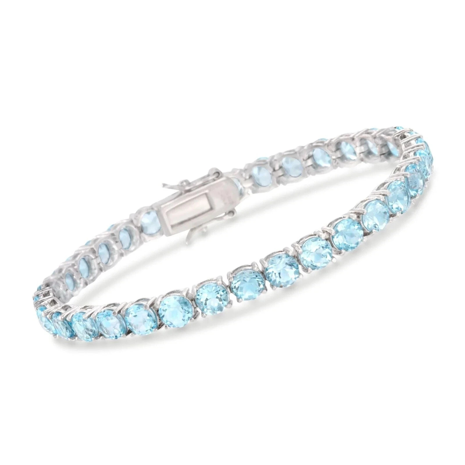 8Ct Round Lab Created Aquamarine Women’s Tennis Bracelet 14K White Gold Plated
