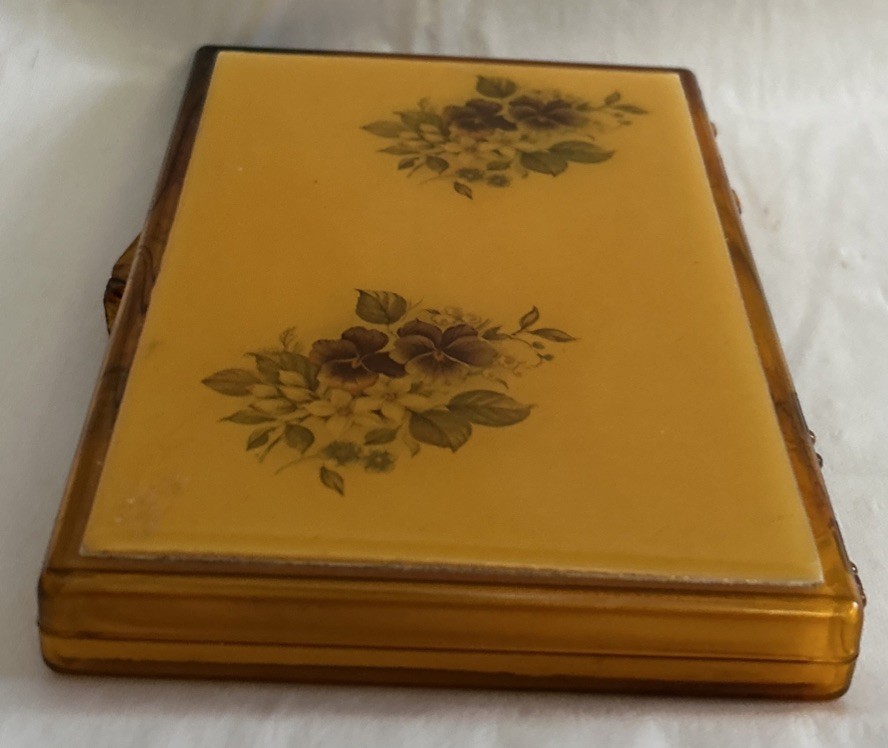 Vintage Faux Tortoise Shell Plastic Slim Travel Compact Jewelry Vanity Case 6”
