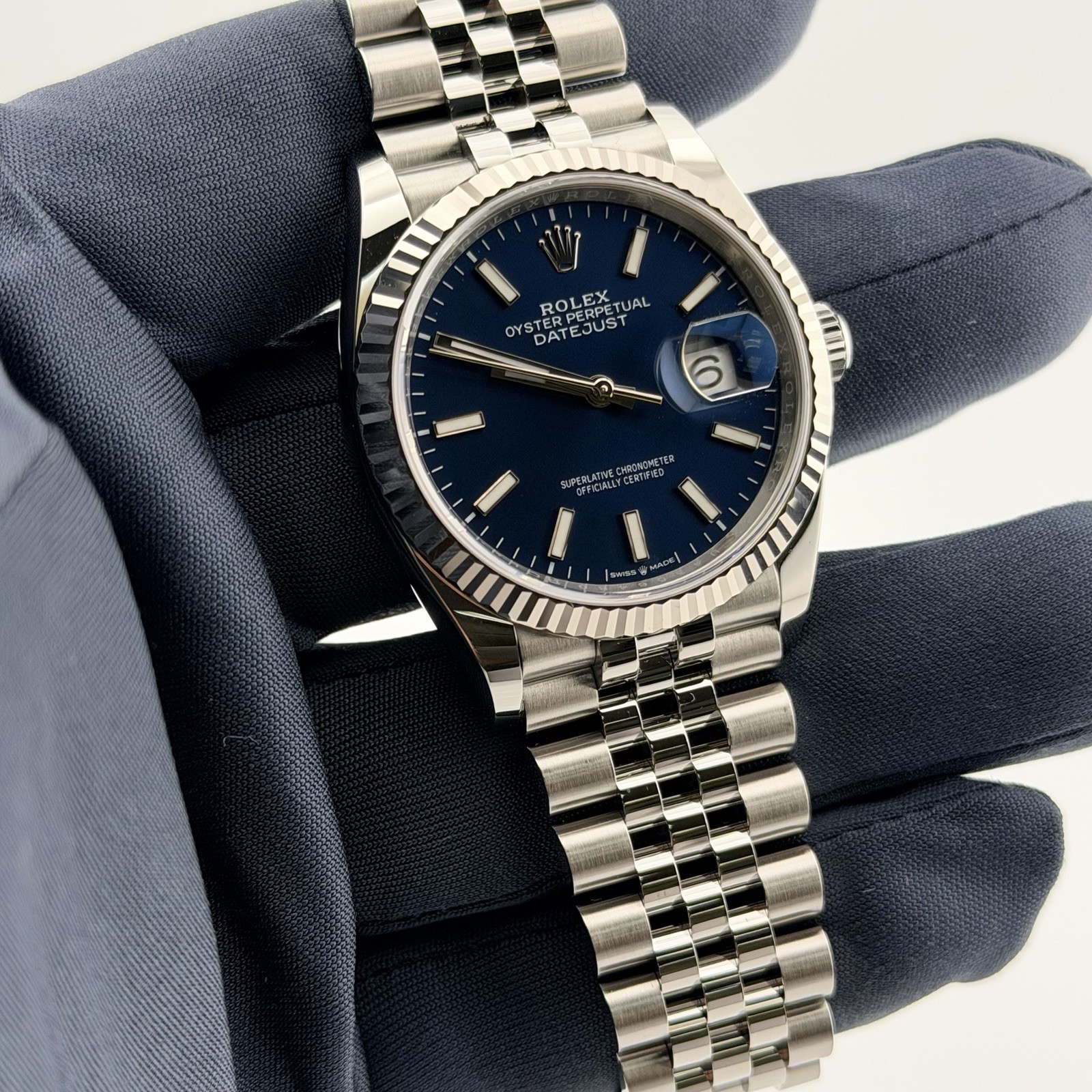 Rolex Datejust 36 126234 Blue Dial 36mm 18k Gold Steel Jubilee Box Paper