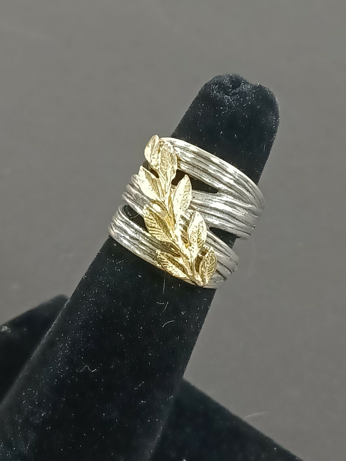 PZ PAZ Creations Sterling Silver Handmade Custom Leaf and Vine 5.25sz ring 6.6gr