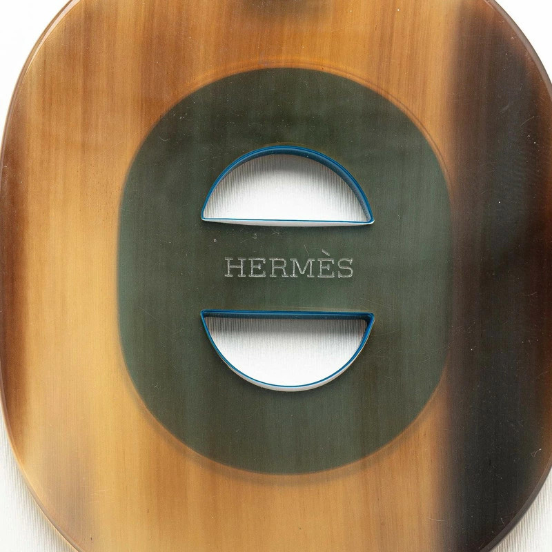 Hermes Fidelio Necklace Brown Blue Buffalo Horn Women’s 26.6in 2.4×2.8in