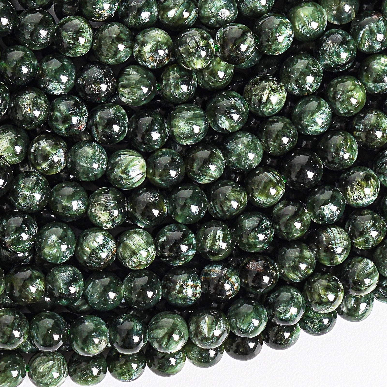 Natural Seraphinite Green Round AA Gemstone Loose Beads3-4MM 4-5MM 5MM 5-6MM