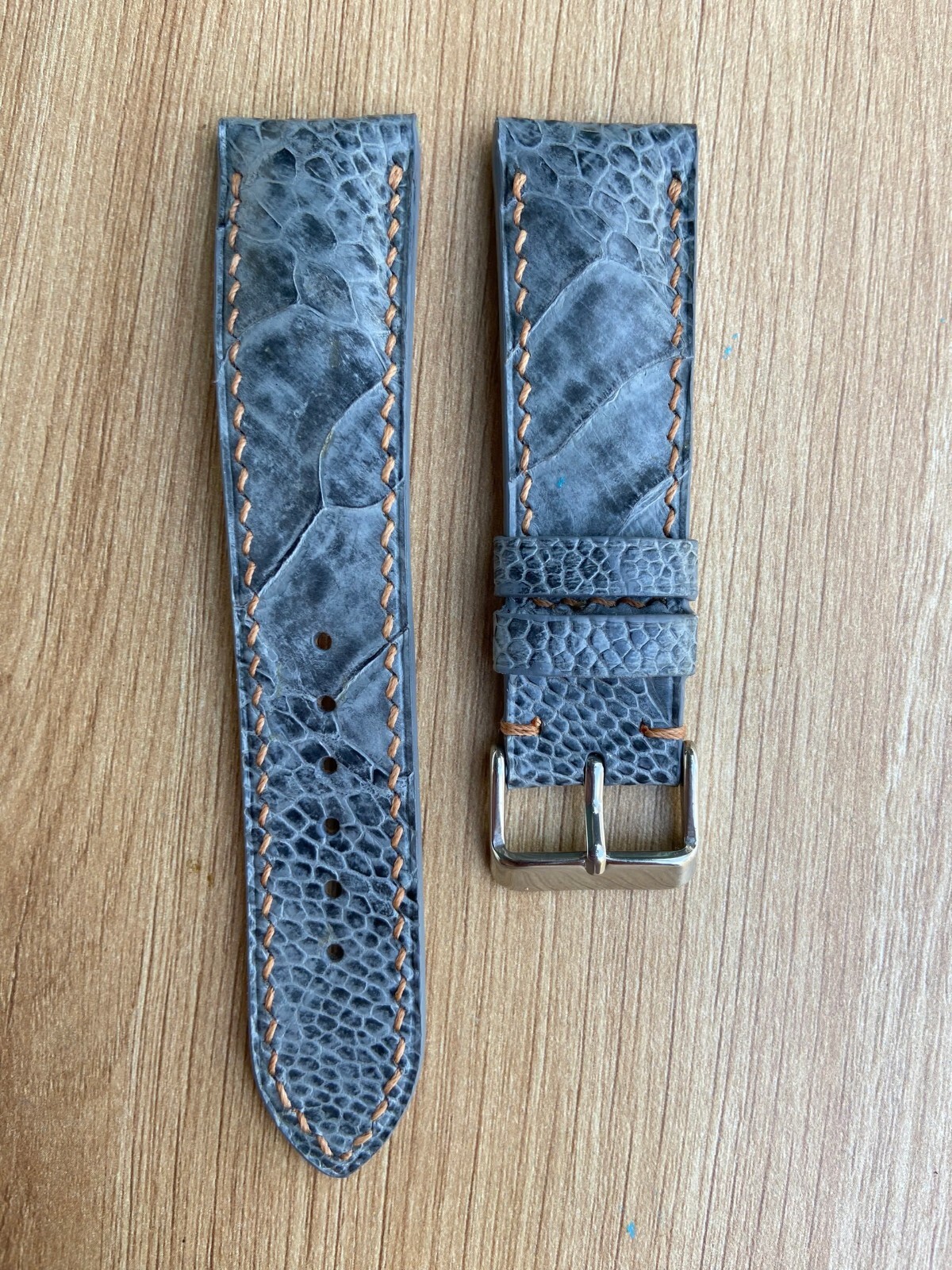 Gray Ostrich Leather Watch Strap Band, Size 18mm 19mm 20mm 21mm 22mm 24mm 26mm