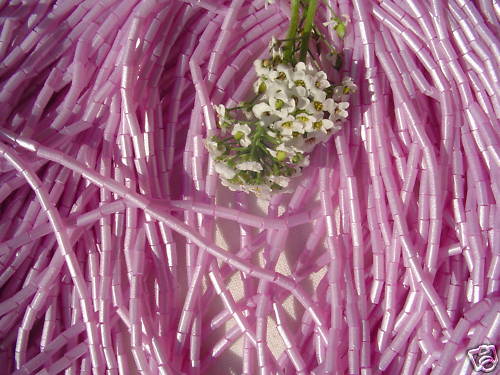 Mauve Pearl #2 Czech Glass Bugle Beads Craft Jewelry Beads/ Hanks
