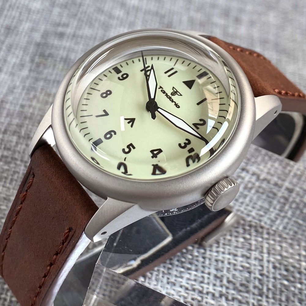 Bubble Sapphire 20ATM Diving NH35 Military Frost Automatic Watch 36MM Cream Dial