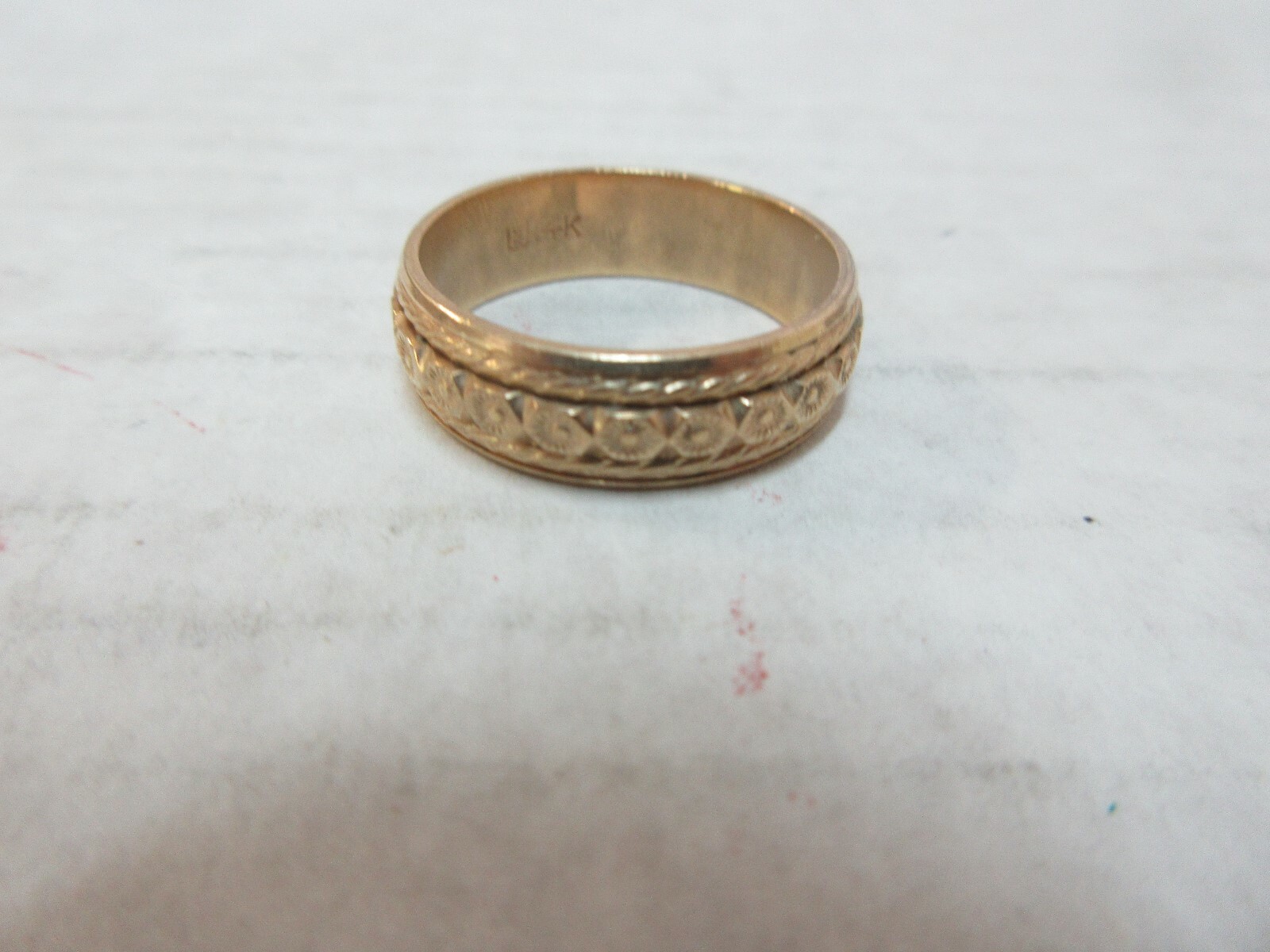 Men’s Wedding Band , 14Kt. Gold , 3/4″X3/4″ , Approx Size 11 1/2 , Weight 0.3 ou