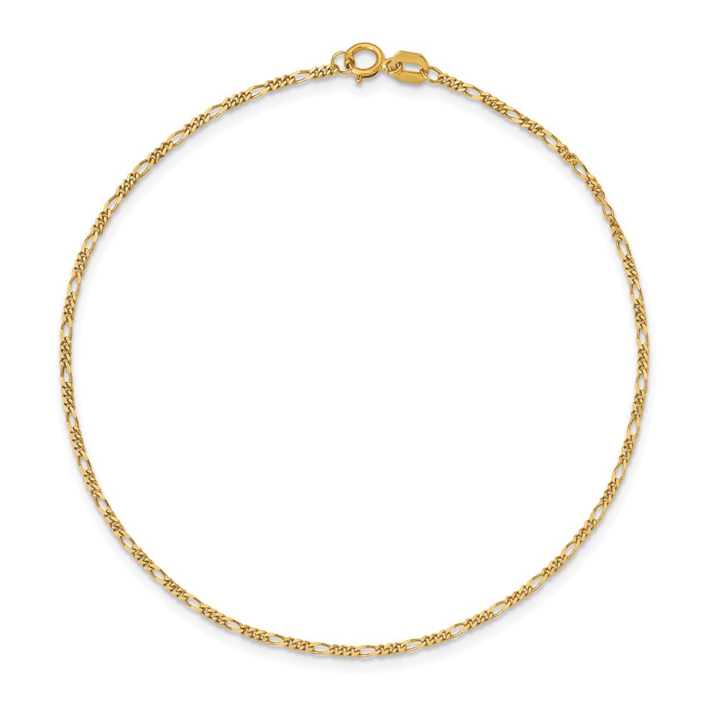 10k Yellow Gold 1.25mm Flat Figaro Pendant Chain Bracelet 6″