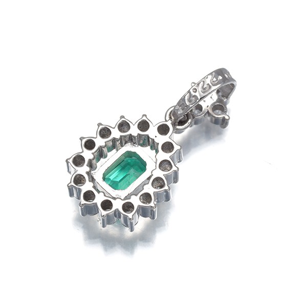 Emerald 0.22ct Diamond 0.23ct Classic Pendant 900 Platinum