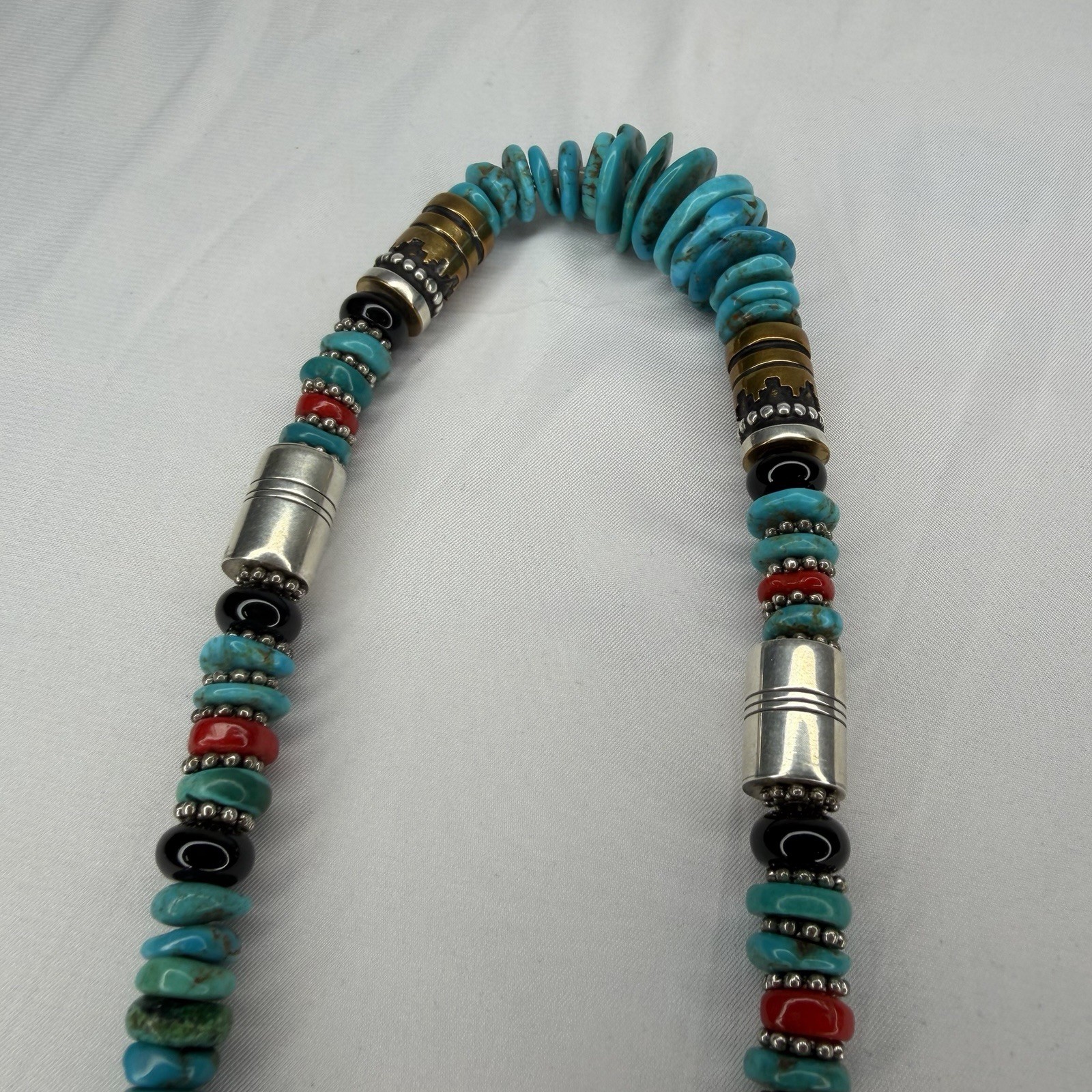 Unmarked Tommy Singer Turquoise Beaded Necklace Native American Style Blue