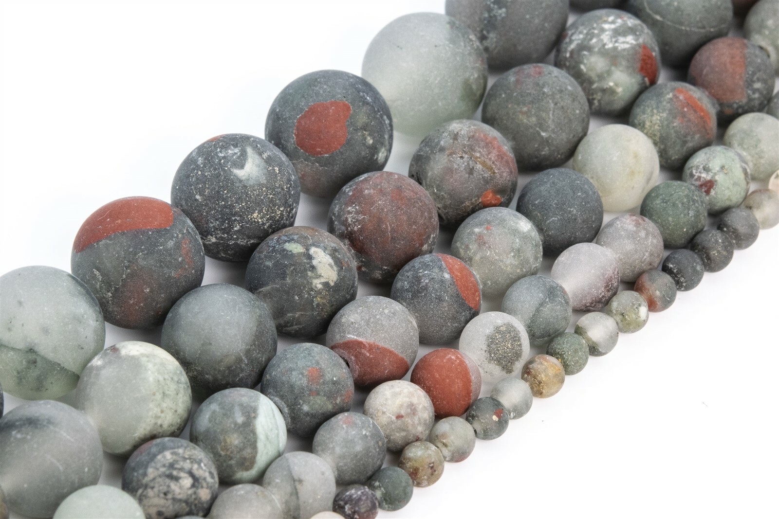Natural Matte Gray & Red Blood Stone Grade A Round Loose Beads 4/6/8/10/15MM