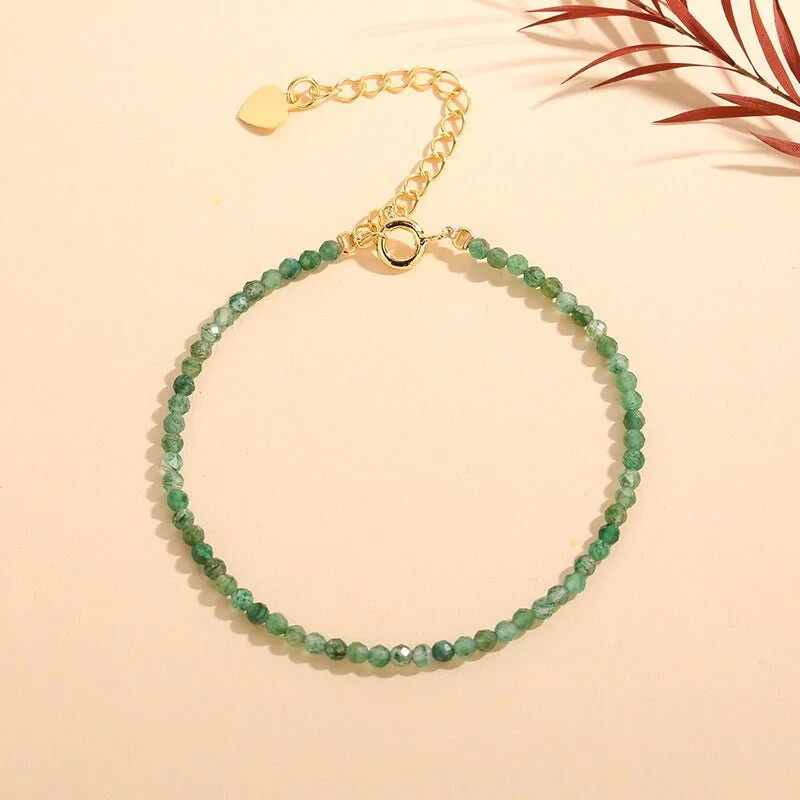 2.5mm Green Emerald Beads Healing Dainty Women Bracelet May Birthstone Gift