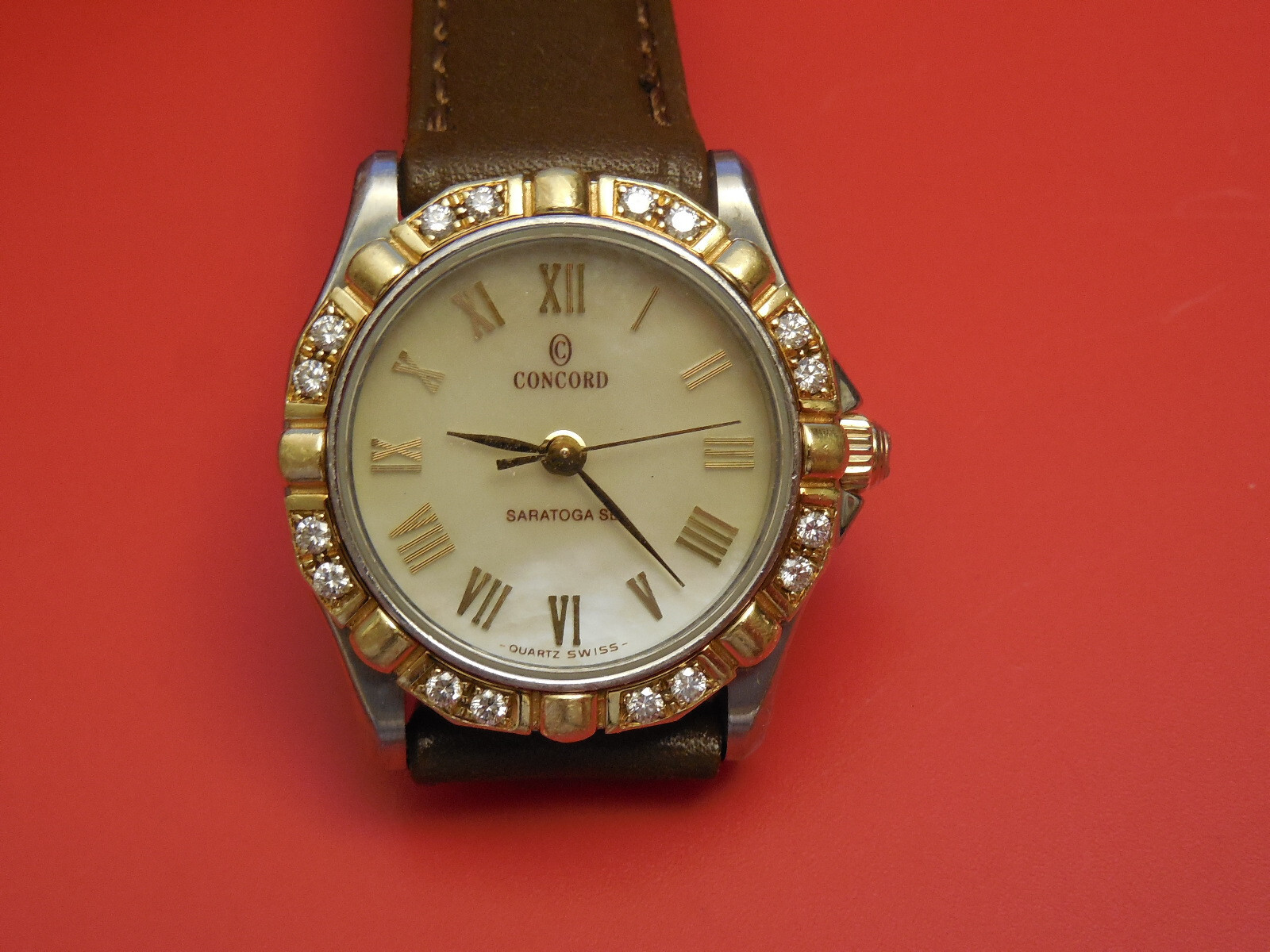 CONCORD SOLID 18K / STEEL DIAMOND CURRENT MODEL SARATOGA 23MM WATCH