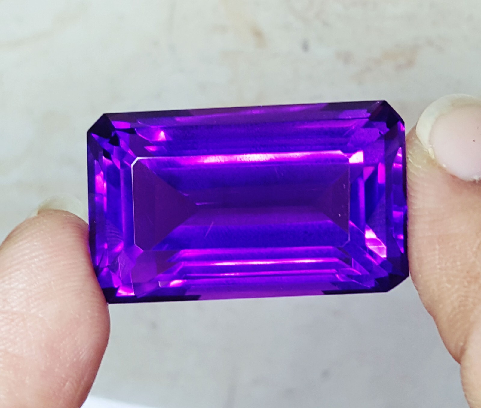 Loose Gemstone 50 Ct Natural Violet Amethyst Untreated Certified Emerald G103