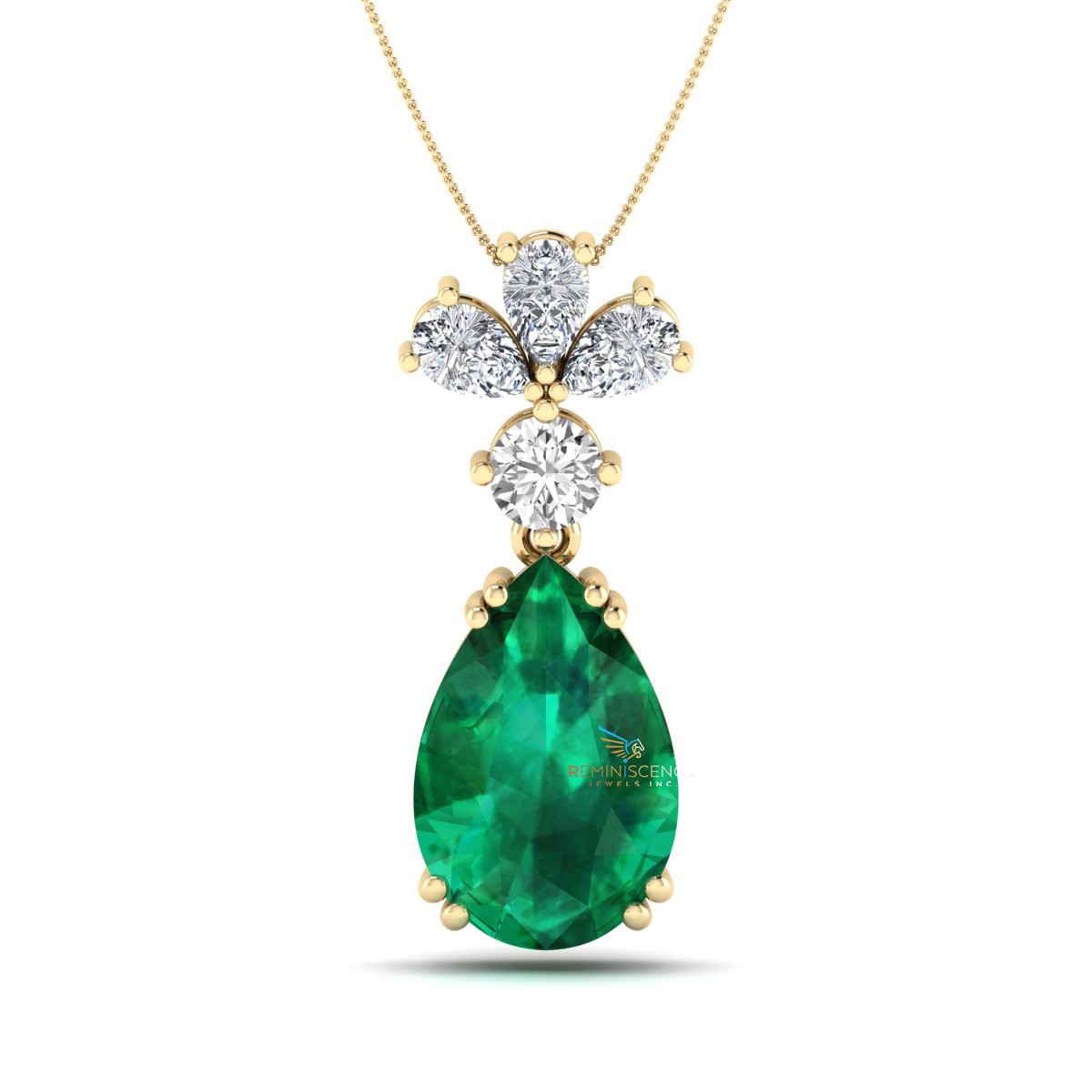 Pear Cut Lab Grown Diamond 14K White Gold Stylish Teardrop Women’s Necklace