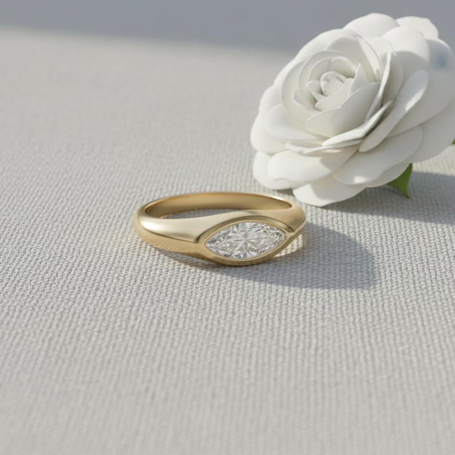 Lab Grown Diamond Wedding Rings Marquise Cut 9k Yellow Gold Rings gifts for her