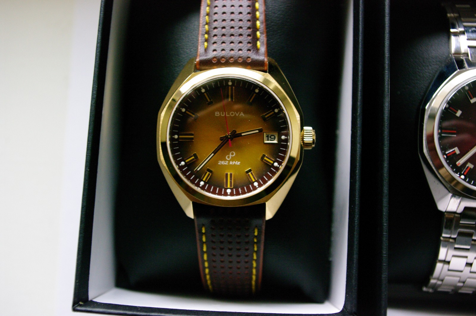 2 x Bulova Jet Star Watches – Gold/Yellow and Burgundy/Silver – Stunning