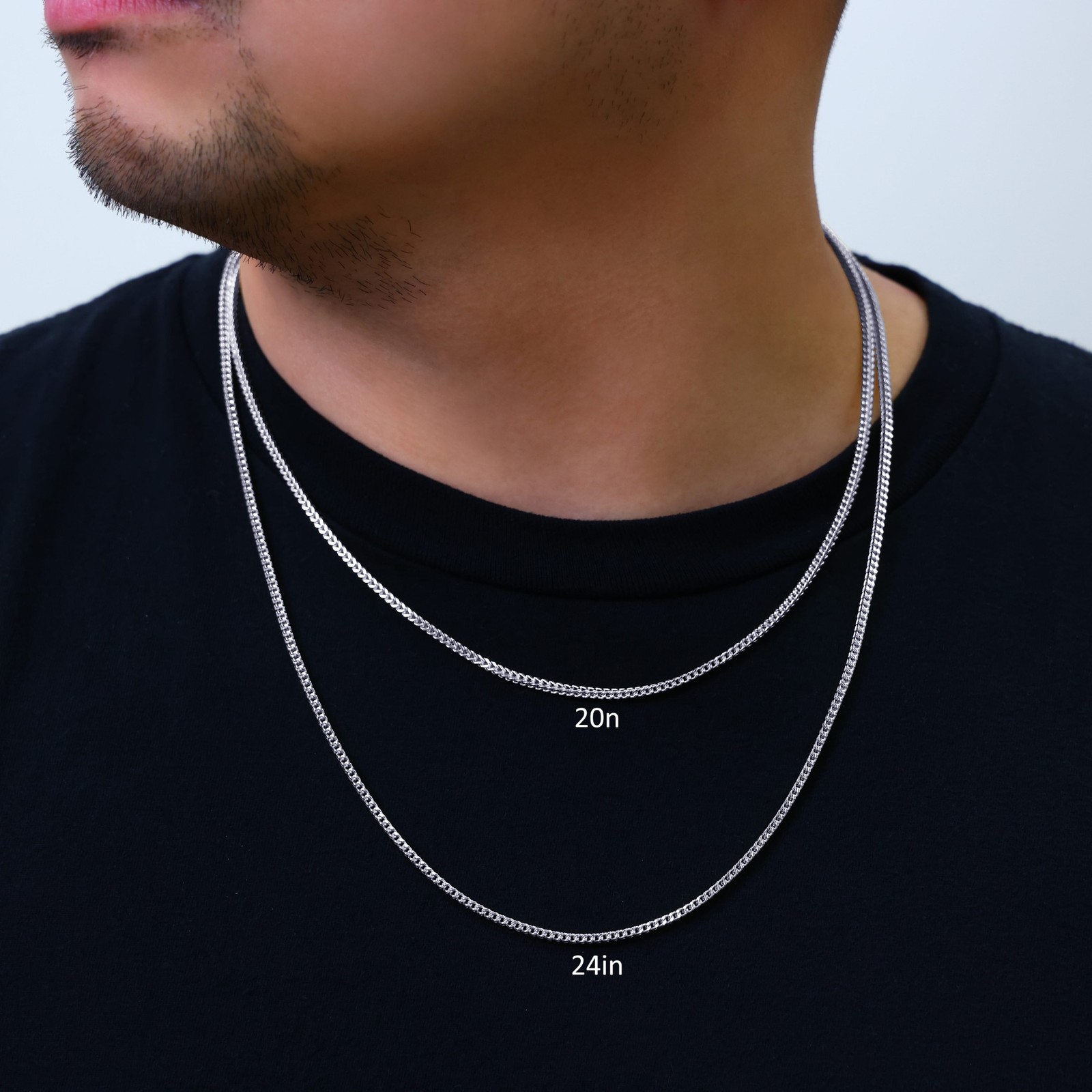10K White Gold 2.5mm Foxtail Wheat Box Franco Necklace Chain Mens Womens 20″