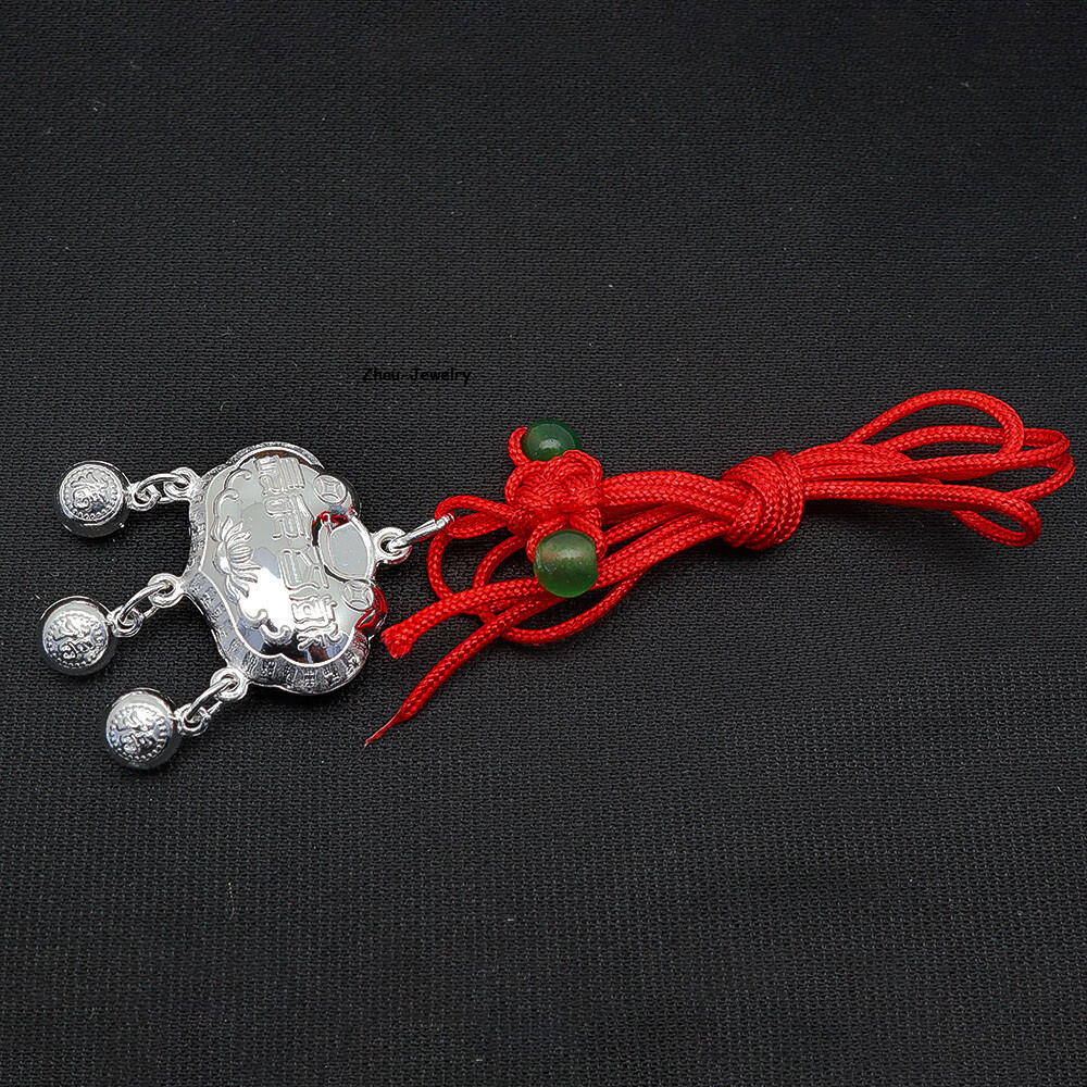 Pure S999 Sterling Silver Pendant Women Fu Ruyi Tassels Pendant 5-6g 35*26mm