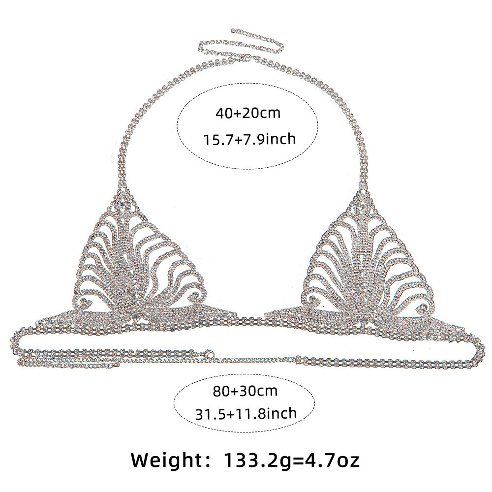 Women’s Rhinestone Chain Lingerie Bra Thong Set Bikini Body Jewelry Chain Gift！！