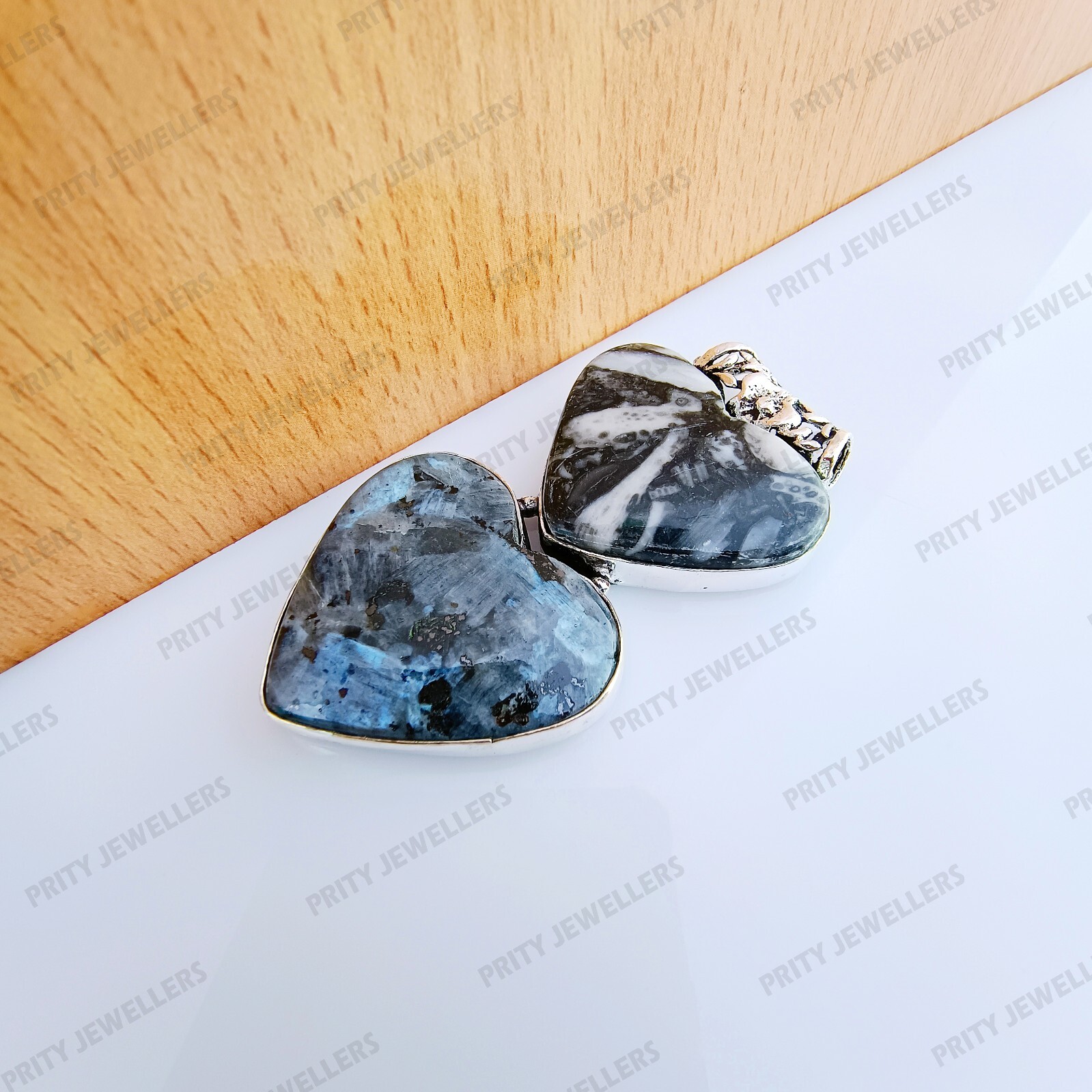 Natural Larvikite Gemstone 925 Sterling Silver Plated Pendant, Handmade Pendant