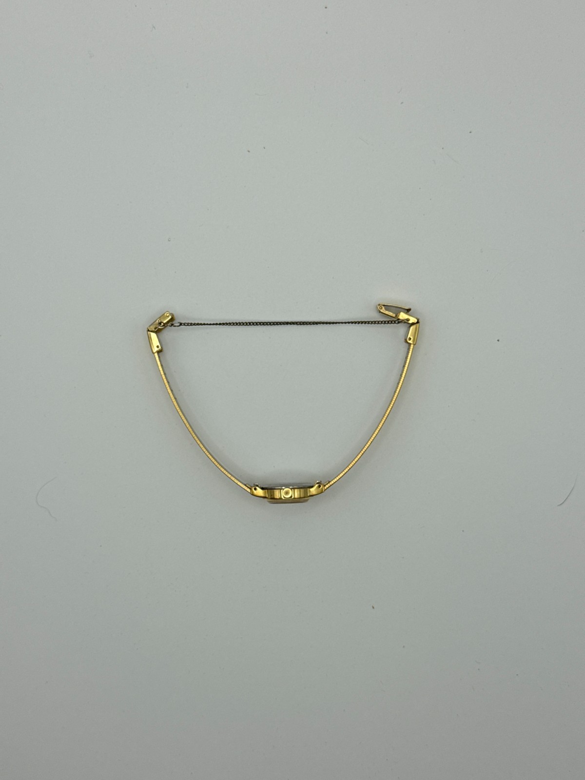 Vintage Pulsar Gold Tone Ladies Dainty Watch with Safety Chain Quartz Untested