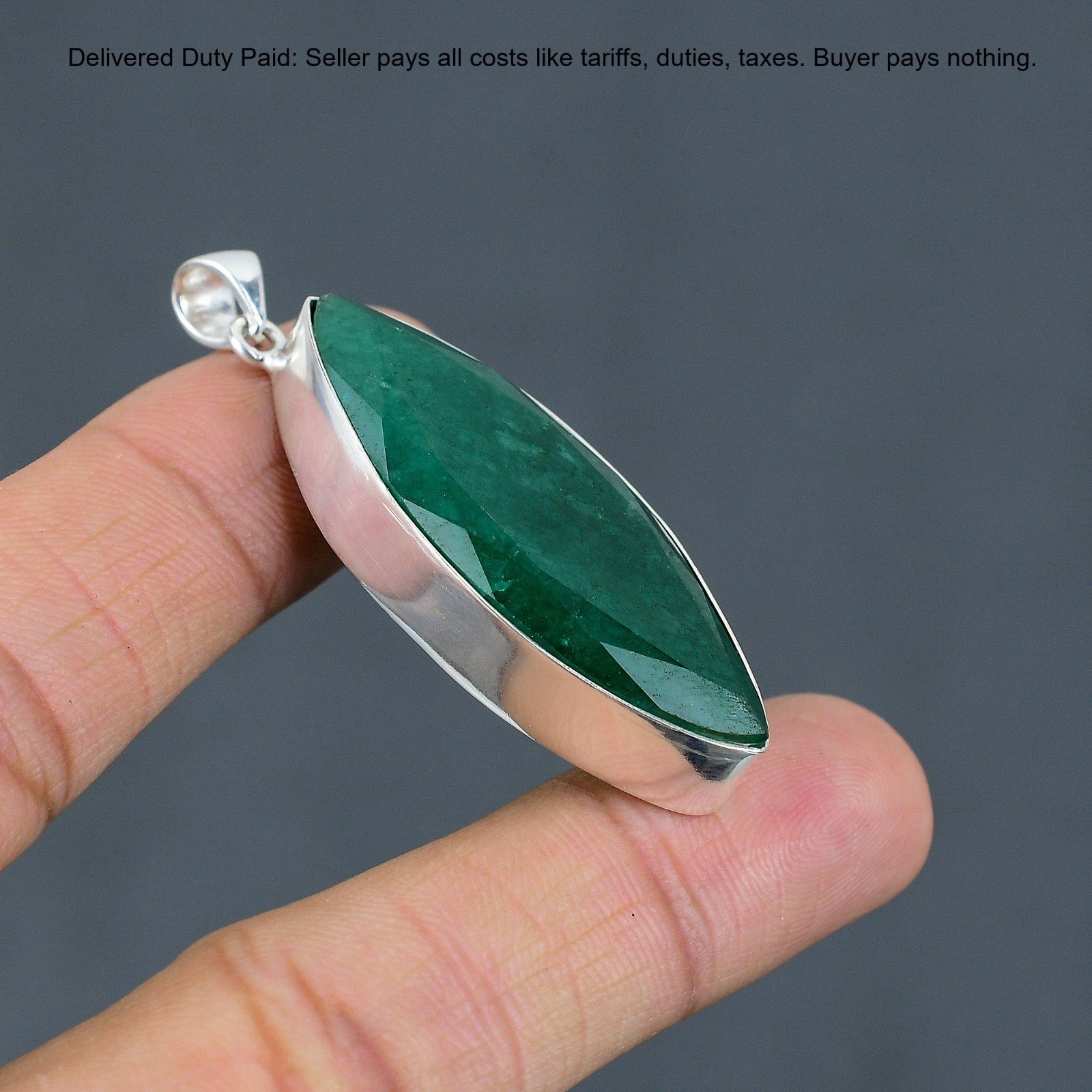 Christmas Sale 925 Sterling Silver Zambian Emrald Gemstone Wife Pendant Jewelry