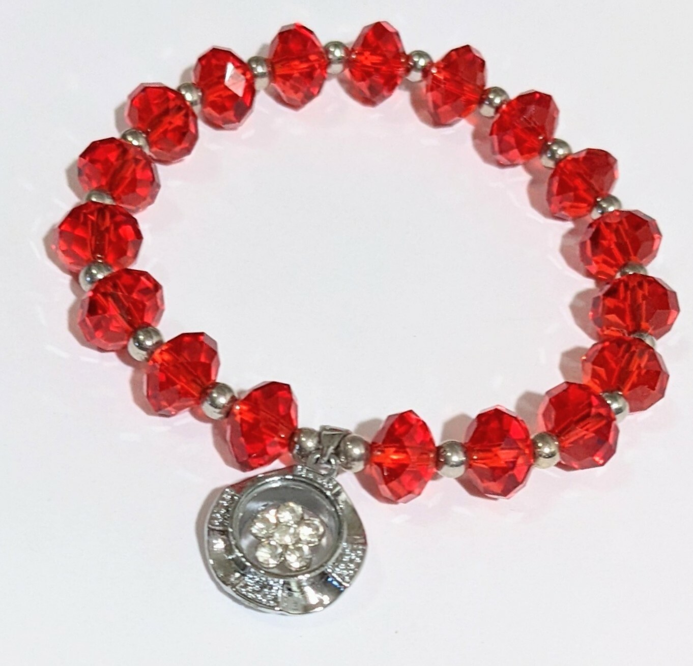 Birthstone Bracelet Ruby Red Bracelet for Women Beaded Stretch July