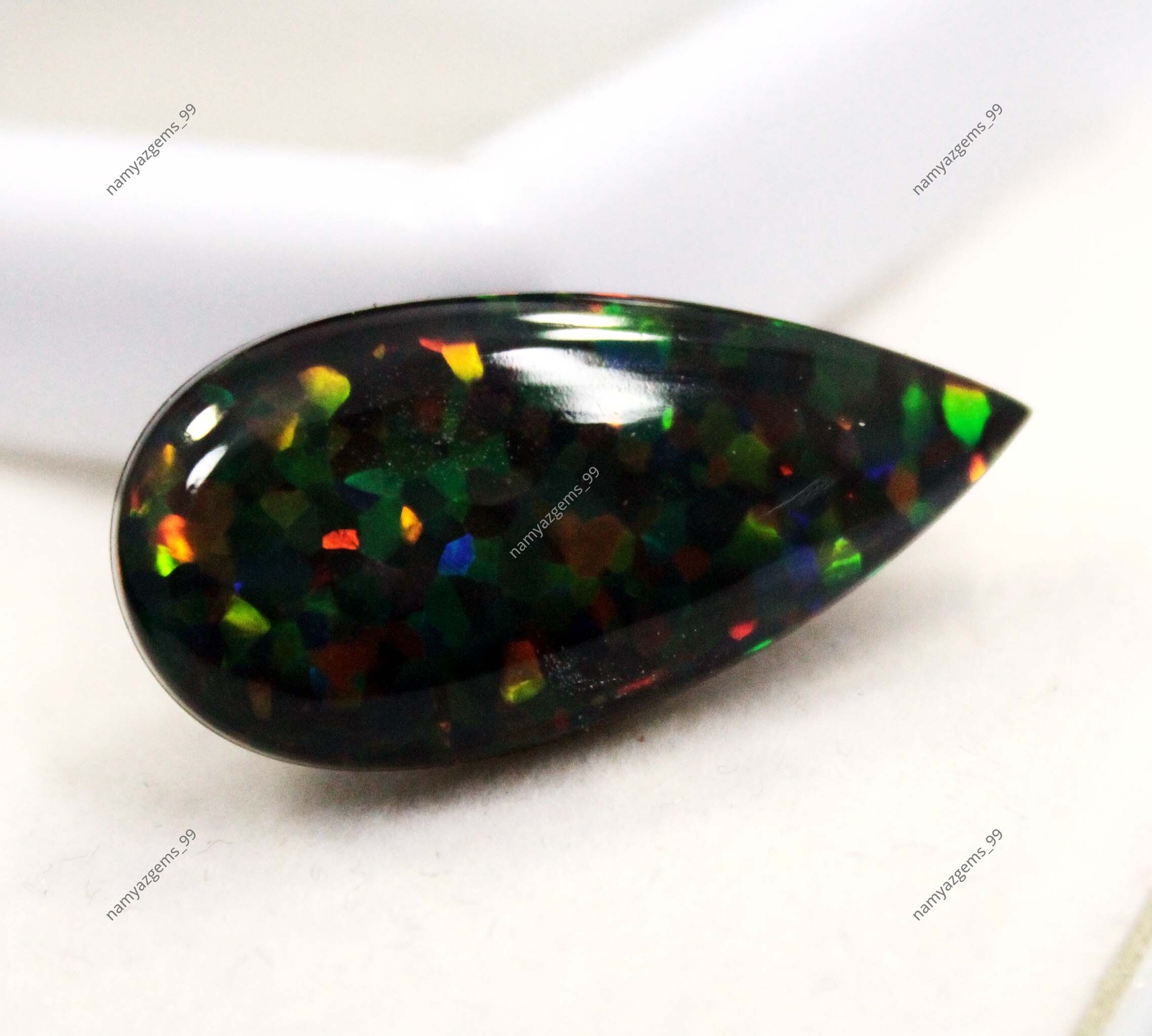 11.70 Ct Australian Natural Fire Opal Doublet Black Shine Certified Gemstone