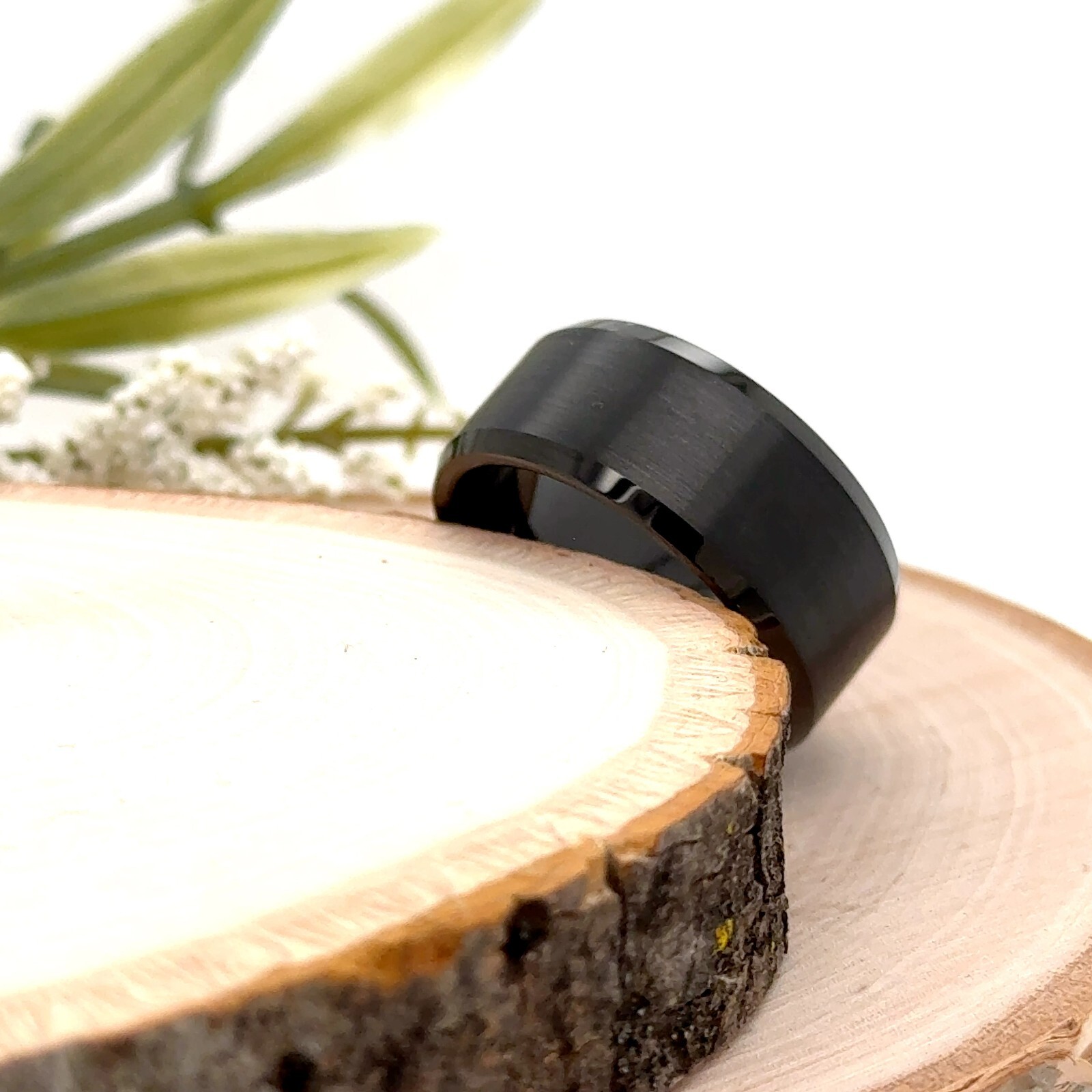 Promise Ring Matt Finish Beveled Edge Christmas Gifts Band 10MM Black Tungsten