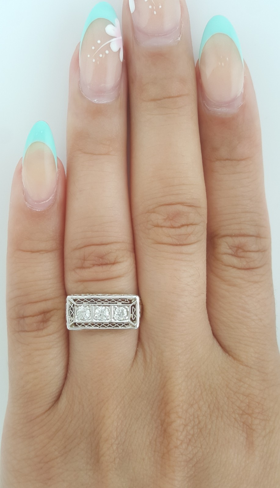 Antique Art Deco Old European Diamond Ring 0.3 ct 2-Tone Gold