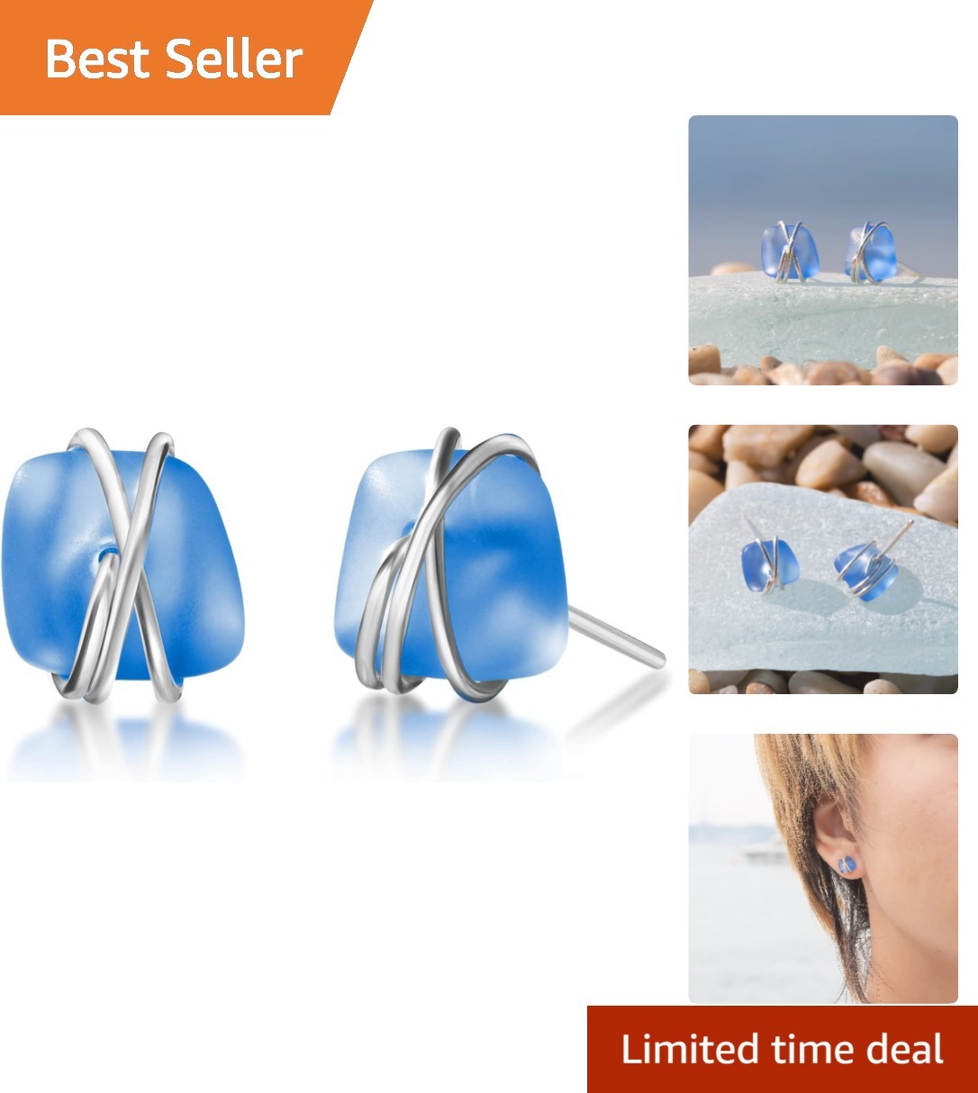Eco-Friendly Handmade Sea Glass Earrings S990 Silver – Fashion Statement Piece
