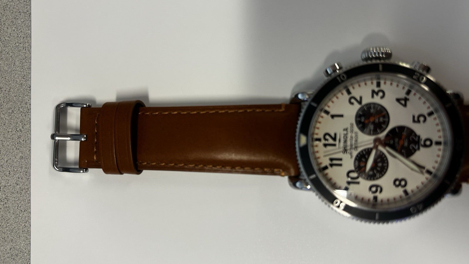 Shinola Runwell Sport Chronograph 48mm Cream Dial Watch With New Straps/Bracelet