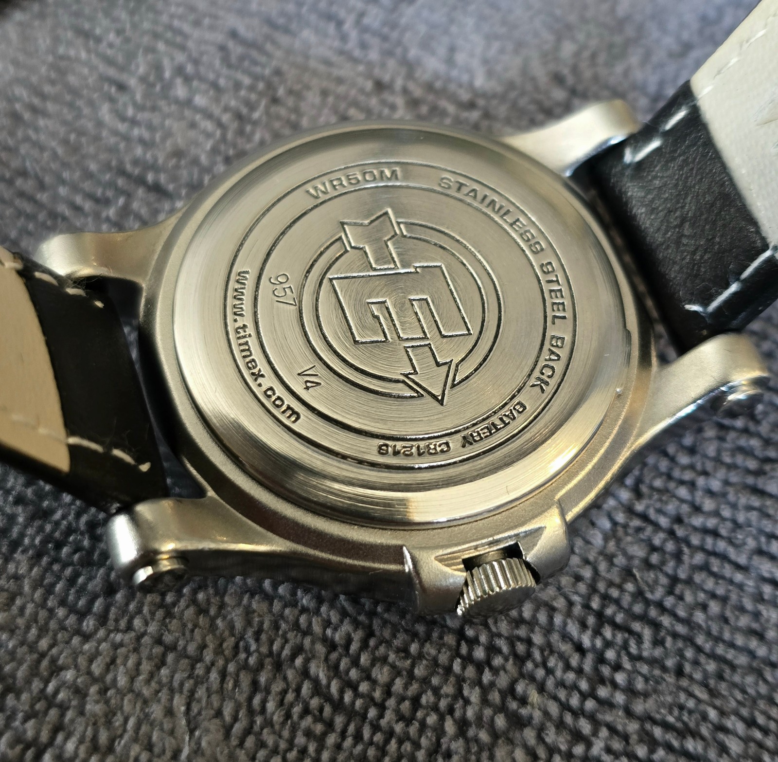 Vintage Timex Women’s Watch, Expedition, Gray Dial, Indiglo, Black Leather, 30mm